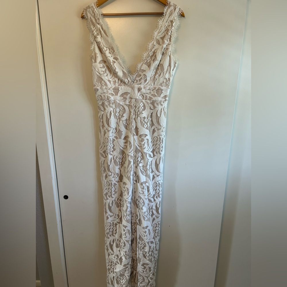 Lulu's Ivory Lace Jumpsuit